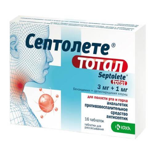 SEPTOLETE TOTAL LIMON I MED pastilkalar so vkusom limona i meda 3 mg+1 mg N8